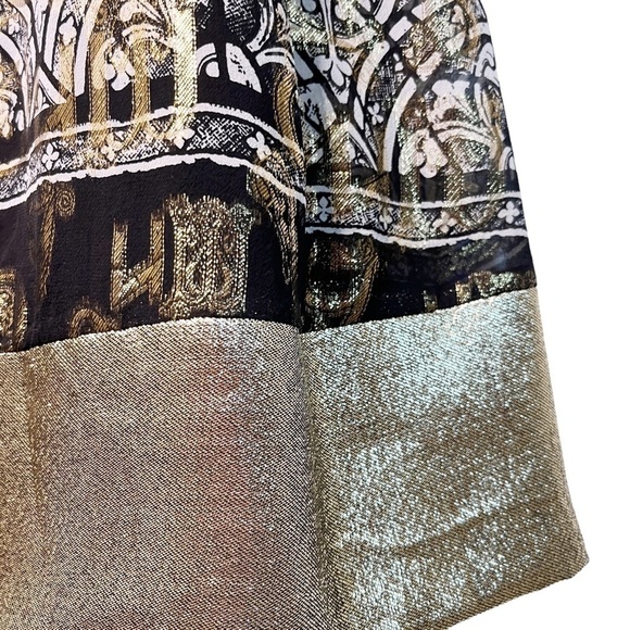 NICOLE MILLER Collection Silk and Lurex Metallic A Line Dress Size 4 - Picture 14 of 16